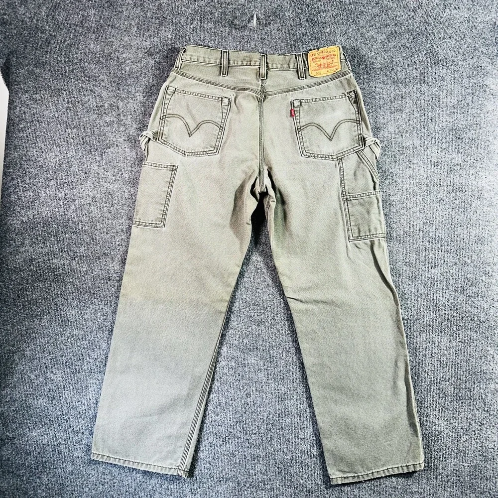 Levis 550 Canvas Jeans Men Fit 36x30 Green Carpenter Relaxed Tapered Vintage Y2K